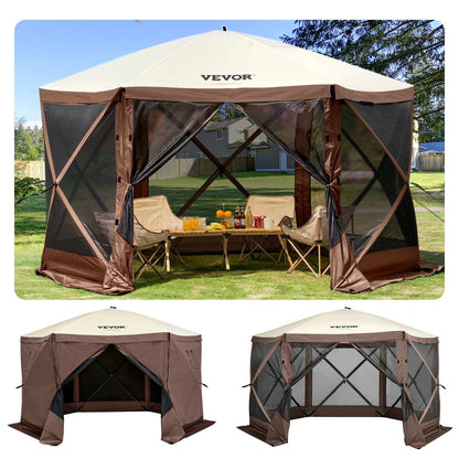 VEVOR Pop-up Camping Gazebo Camping Canopy Shelter 6 Sided 10' x 10' Sun Shade