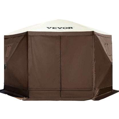 VEVOR Pop-up Camping Gazebo Camping Canopy Shelter 6 Sided 10' x 10' Sun Shade