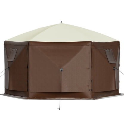 VEVOR Pop-up Camping Gazebo Camping Canopy Shelter 6 Sided 10' x 10' Sun Shade