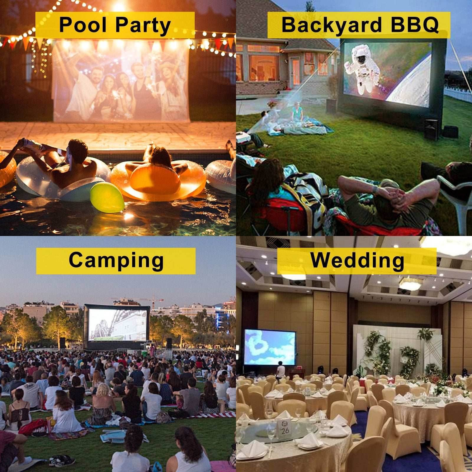 VEVOR 6x4m Inflatable Projector Screen Movie Screen Outdoor Theater w/Blower