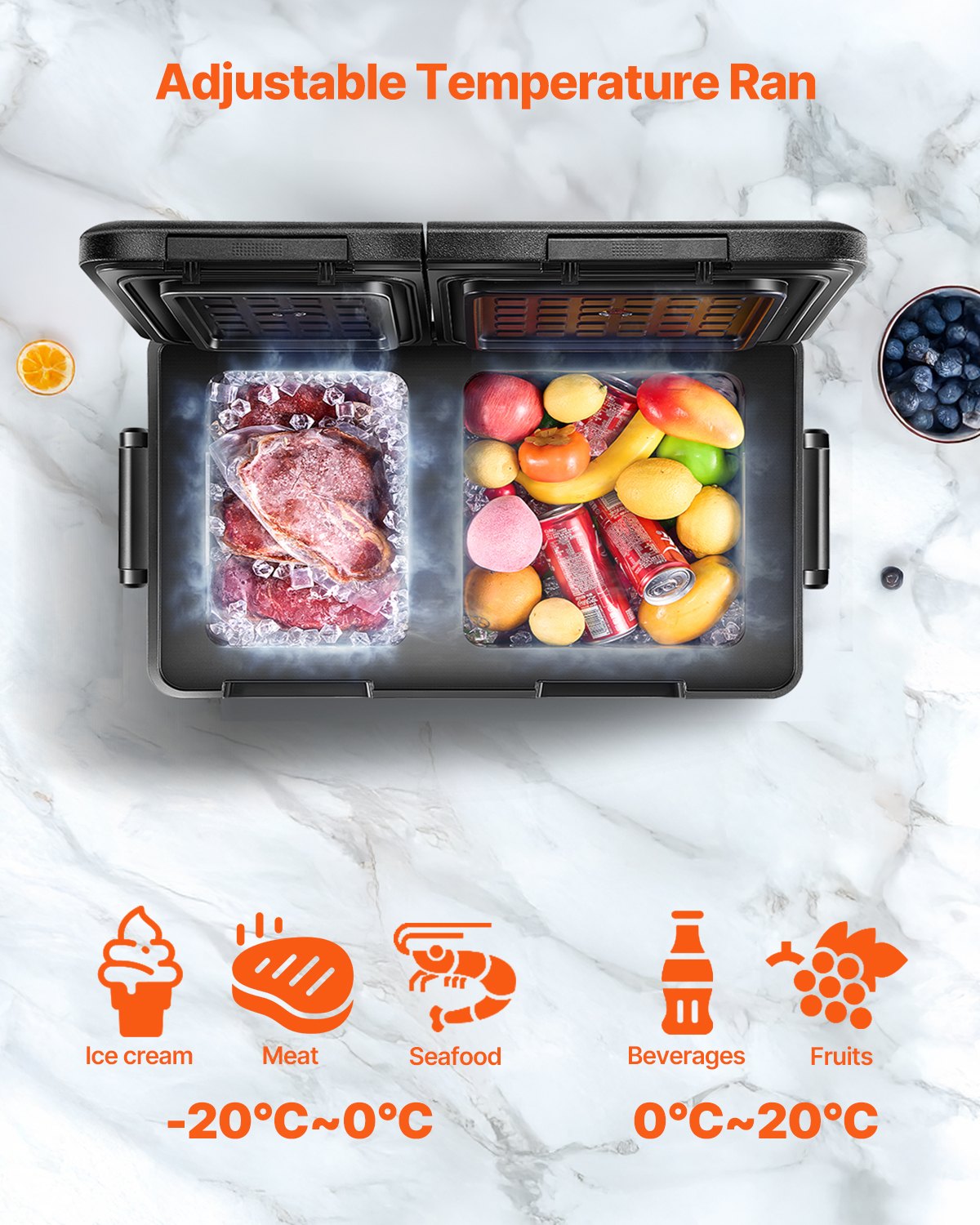 VEVOR 35 L Dual-Zone Portable Car Fridge Freezer