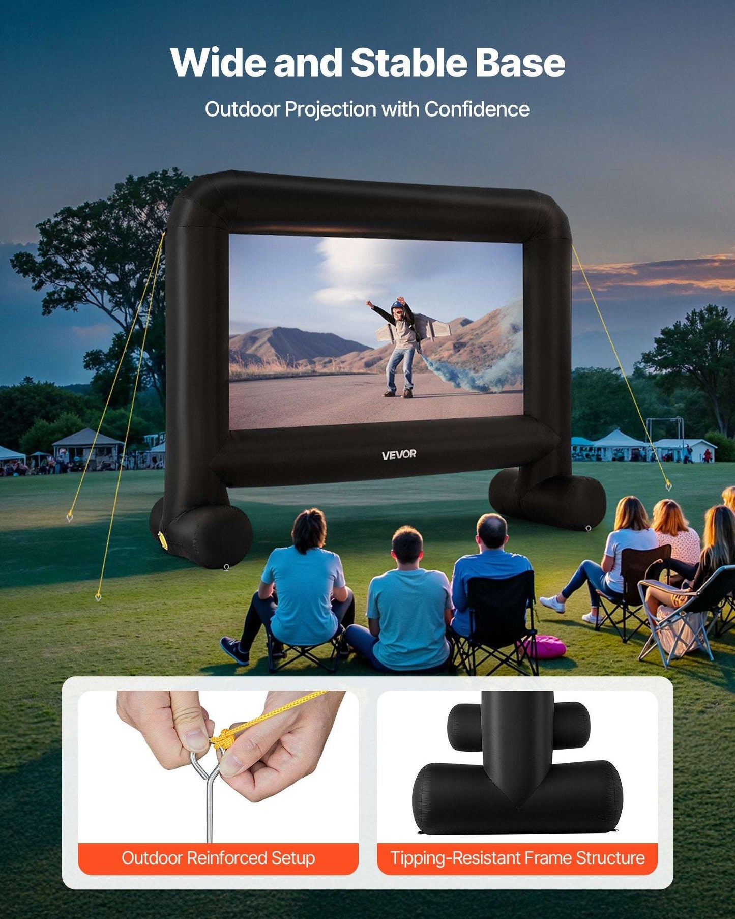 VEVOR 15 ft Inflatable Movie Screen 16:9 600D Movie Projector with Portable Bag
