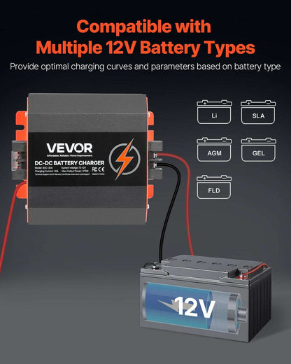 VEVOR 12V 30A DC to DC Charger Battery Charger 375W for Lead-Acid Lithium AGM