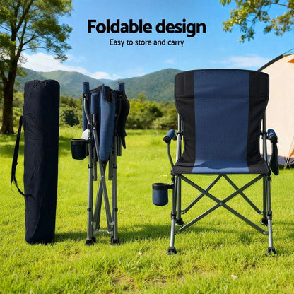Weisshorn Camping Chair Folding Outdoor Portable Seat Lightweight Beach Picnic Fishing Capacity 120KG Navy Blue