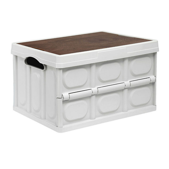 Gardeon 50L Collapsible Storage Box with Plywood Lid