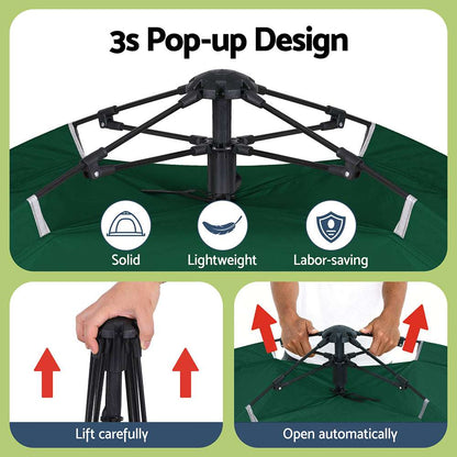 Weisshorn Camping Tent Instant Tent Pop up 2 Person Outdoor Hiking Tents Hiking Green