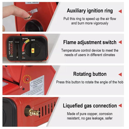 Portable Camping Gas Heater – (1.3kW Red)