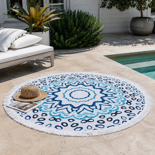 Watercolour Round Beach Towel & Picnic Blanket 150cm