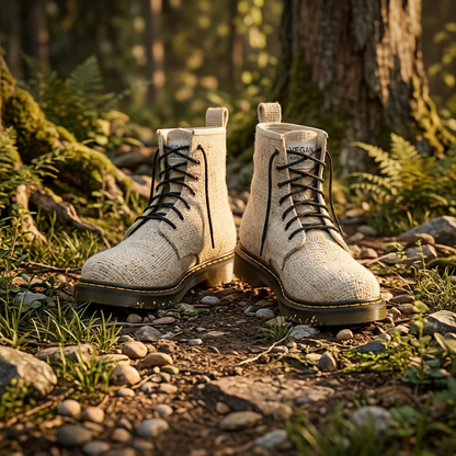 White Vegan Hemp Hiking Boots - Namaste Artisans