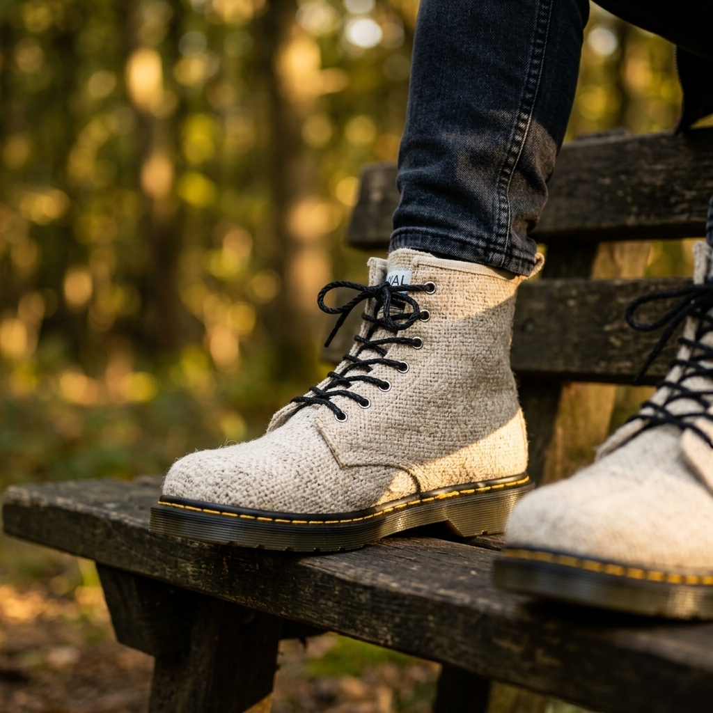 White Vegan Hemp Hiking Boots - Namaste Artisans