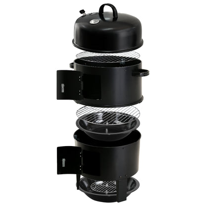 Grillz 3-in-1 Charcoal BBQ Smoker - Black - Just Camp | Best Value Outdoor & Camping Store in Australia