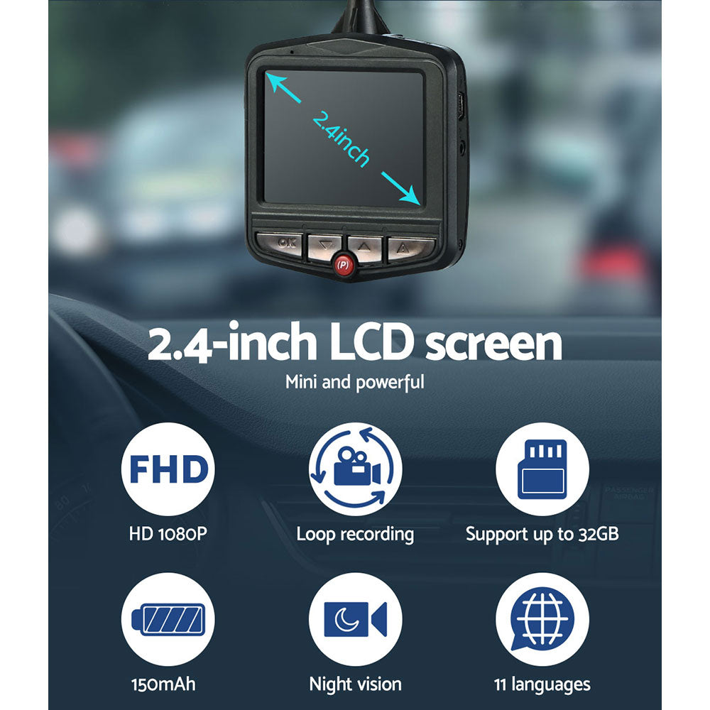 UL-tech Mini Car Dash Camera 1080P 2.4" LCD Video DVR Recorder Camera Front Cam - Just Camp | Best Value Outdoor & Camping Store in Australia