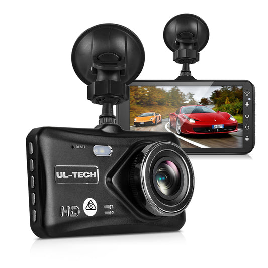 UL Tech 4 Inch Dual Camera Dash Camera - Black - Just Camp | Best Value Outdoor & Camping Store in Australia