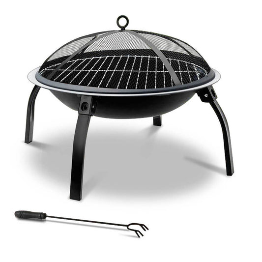 Fire Pit BBQ Charcoal Smoker Portable Outdoor Camping Pits Patio Fireplace 22" - Just Camp | Best Value Outdoor & Camping Store in Australia