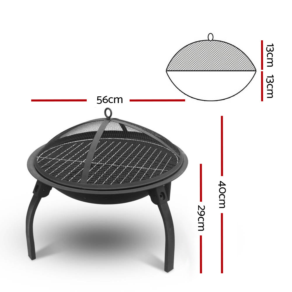 Fire Pit BBQ Charcoal Smoker Portable Outdoor Camping Pits Patio Fireplace 22" - Just Camp | Best Value Outdoor & Camping Store in Australia