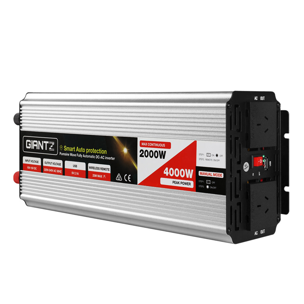 Giantz Power Inverter 2000W or 4000W Pure Sine Wave 12V-240V Camping Boat Caravan - Just Camp | Best Value Outdoor & Camping Store in Australia