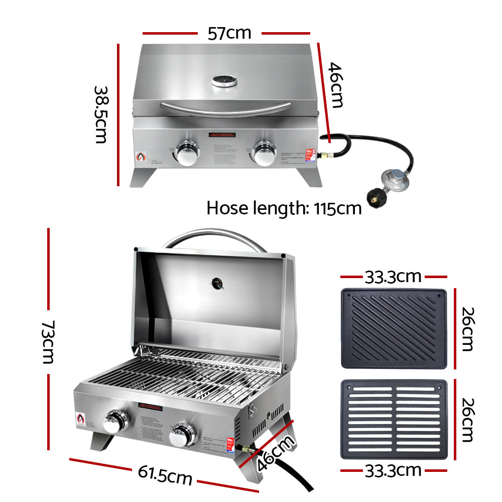 Grillz Portable Gas BBQ LPG Oven Camping Cooker Grill 2 Burners Stove Outdoor - Just Camp | Best Value Outdoor & Camping Store in Australia