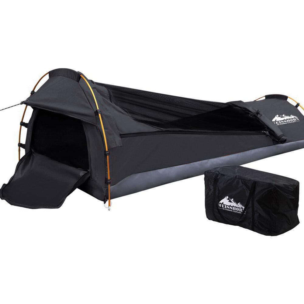 Weisshorn Camping Swags Single Biker Swag Grey Ripstop Canvas - Just Camp | Best Value Outdoor & Camping Store in Australia