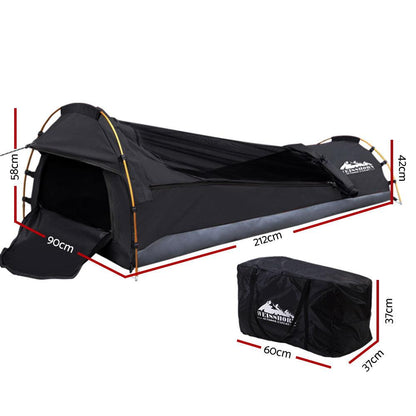 Weisshorn Camping Swags Single Biker Swag Grey Ripstop Canvas - Just Camp | Best Value Outdoor & Camping Store in Australia