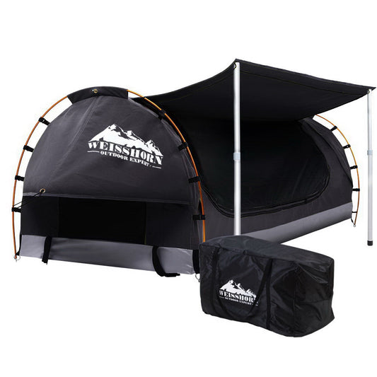 Weisshorn Double Swag Camping Swags Canvas Free Standing Dome Tent Dark Grey - Just Camp | Best Value Outdoor & Camping Store in Australia