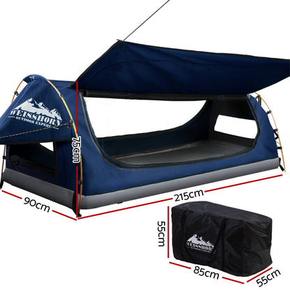 Weisshorn Swag King Single Camping Canvas Free Standing Swags Blue Dome Tent - Just Camp | Best Value Outdoor & Camping Store in Australia