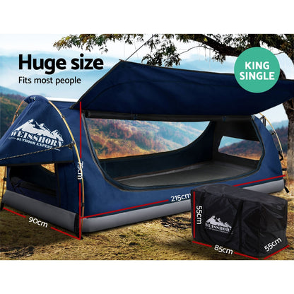 Weisshorn Swag King Single Camping Canvas Free Standing Swags Blue Dome Tent - Just Camp | Best Value Outdoor & Camping Store in Australia