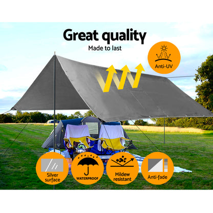 Instahut Tarp Tarpaulin 3.6x7.3m Canvas Camping Heavy Duty Sun Cover