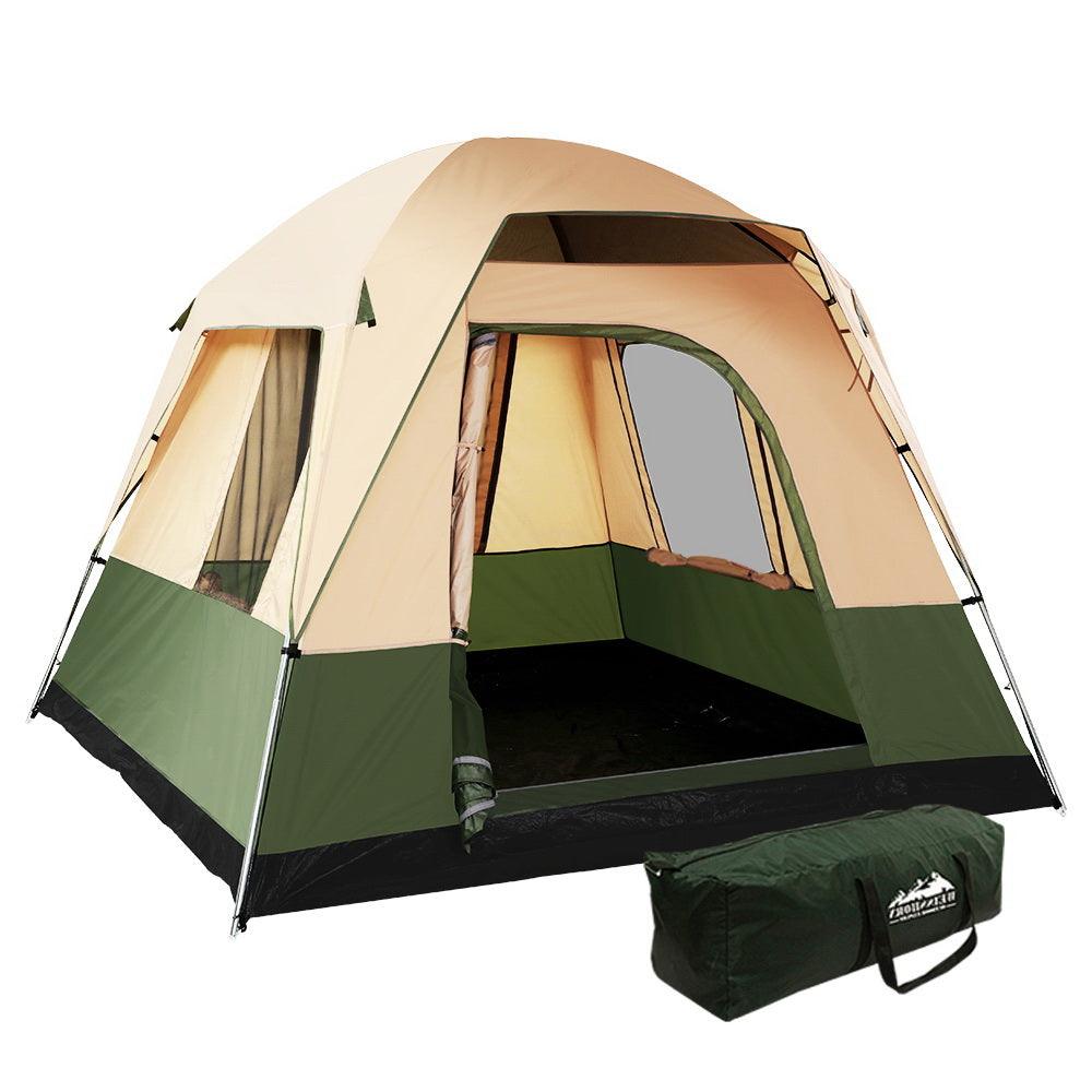 Weisshorn Family Camping Tent 4 Person Hiking Beach Tents Green - Just Camp | Best Value Outdoor & Camping Store in Australia