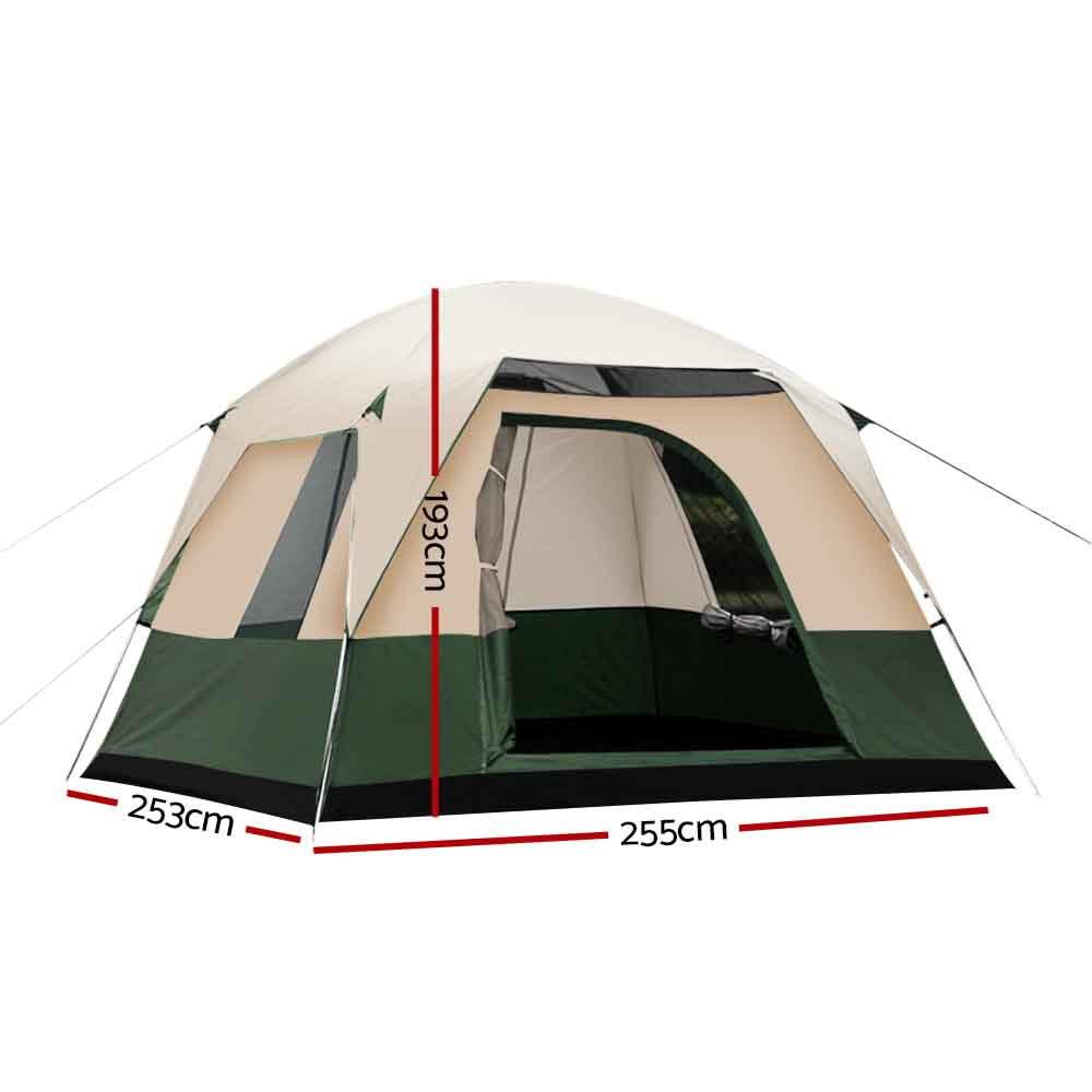 Weisshorn Family Camping Tent 4 Person Hiking Beach Tents Green - Just Camp | Best Value Outdoor & Camping Store in Australia