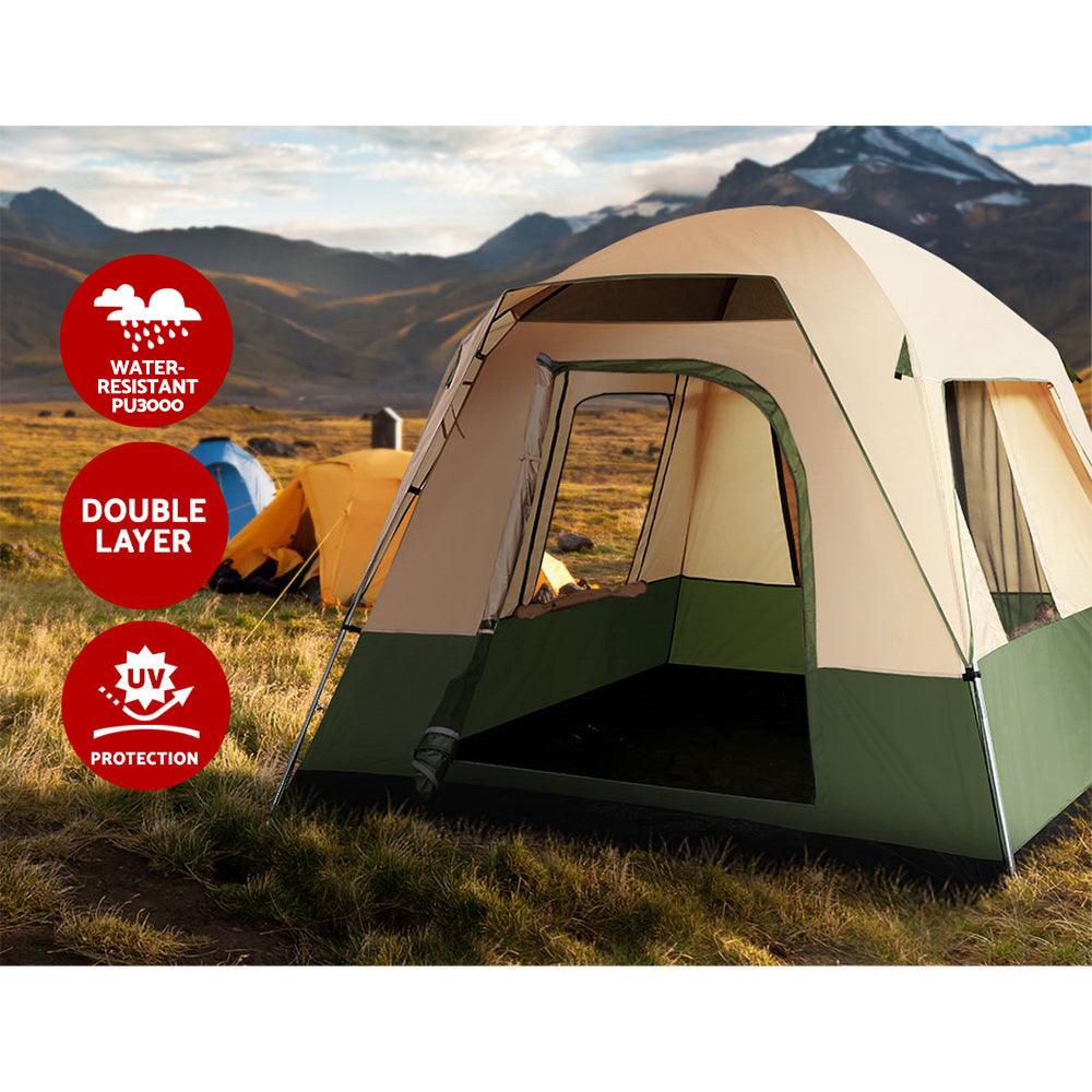 Weisshorn Family Camping Tent 4 Person Hiking Beach Tents Green - Just Camp | Best Value Outdoor & Camping Store in Australia