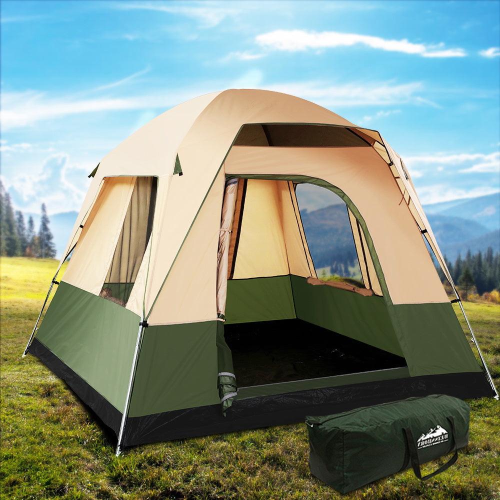 Weisshorn Family Camping Tent 4 Person Hiking Beach Tents Green - Just Camp | Best Value Outdoor & Camping Store in Australia