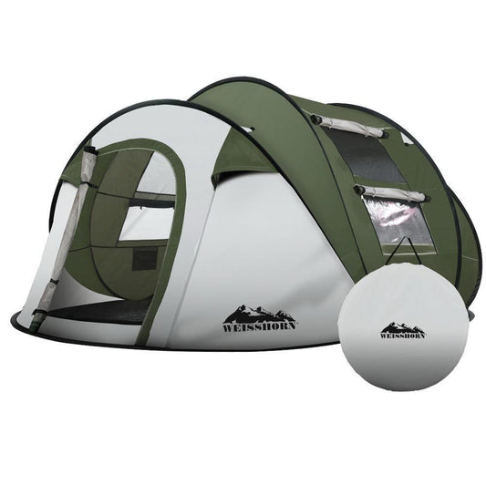 Weisshorn Instant Up Camping Tent 4-5 Person Pop up Tents Family Hiking Beach Dome - Just Camp | Best Value Outdoor & Camping Store in Australia