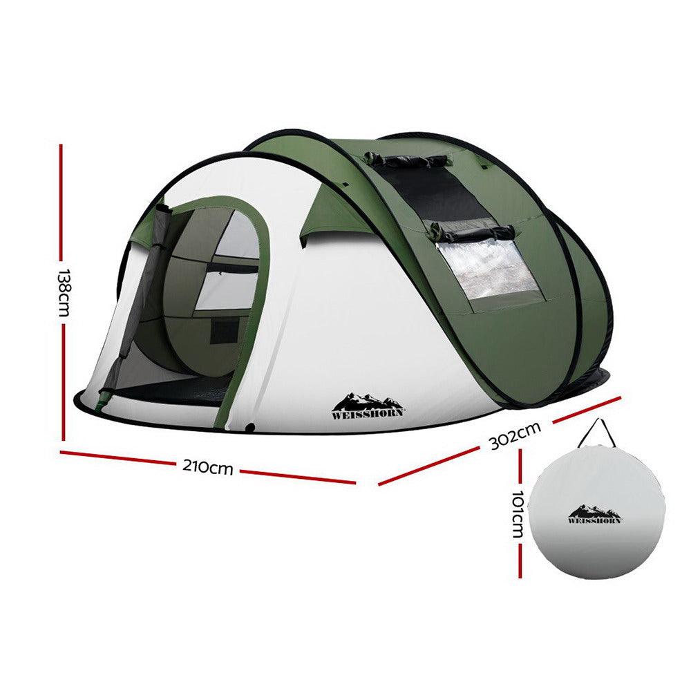 Weisshorn Instant Up Camping Tent 4-5 Person Pop up Tents Family Hiking Beach Dome - Just Camp | Best Value Outdoor & Camping Store in Australia