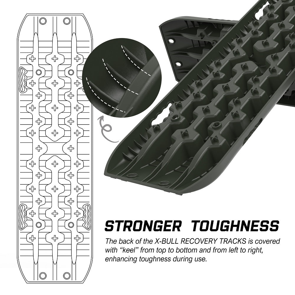 X-BULL Recovery tracks kit Boards 4WD strap mounting 4x4 Sand Snow Car qrange GEN3.0 6pcs OLIVE