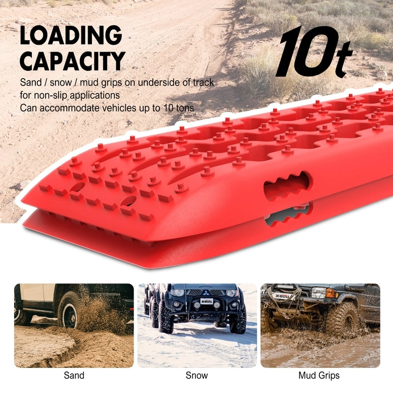 X-BULL KIT2 Recovery tracks 6pcs Board Traction Sand trucks strap mounting 4x4 Sand Snow Car red - Just Camp | Best Value Outdoor & Camping Store in Australia