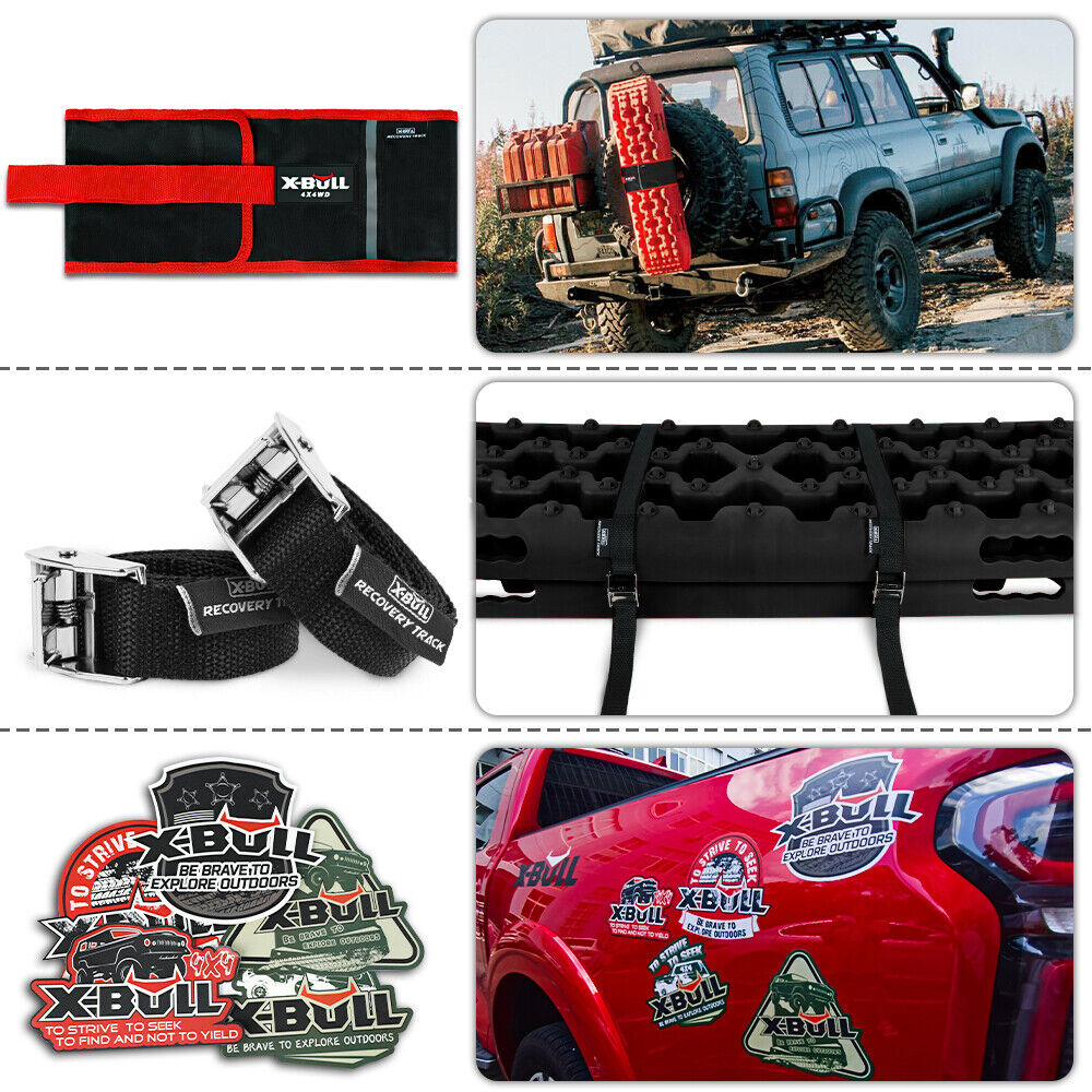 X-BULL KIT2 Recovery tracks 6pcs Board Traction Sand trucks strap mounting 4x4 Sand Snow Car red - Just Camp | Best Value Outdoor & Camping Store in Australia