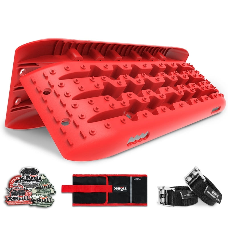 X-BULL KIT2 Recovery tracks 6pcs Board Traction Sand trucks strap mounting 4x4 Sand Snow Car red - Just Camp | Best Value Outdoor & Camping Store in Australia