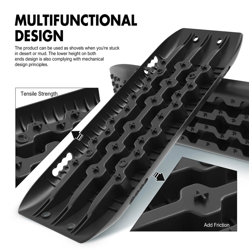 X-BULL KIT2 Recovery tracks 6pcs Board Traction Sand trucks strap mounting 4x4 Sand Snow Car BLACK - Just Camp | Best Value Outdoor & Camping Store in Australia