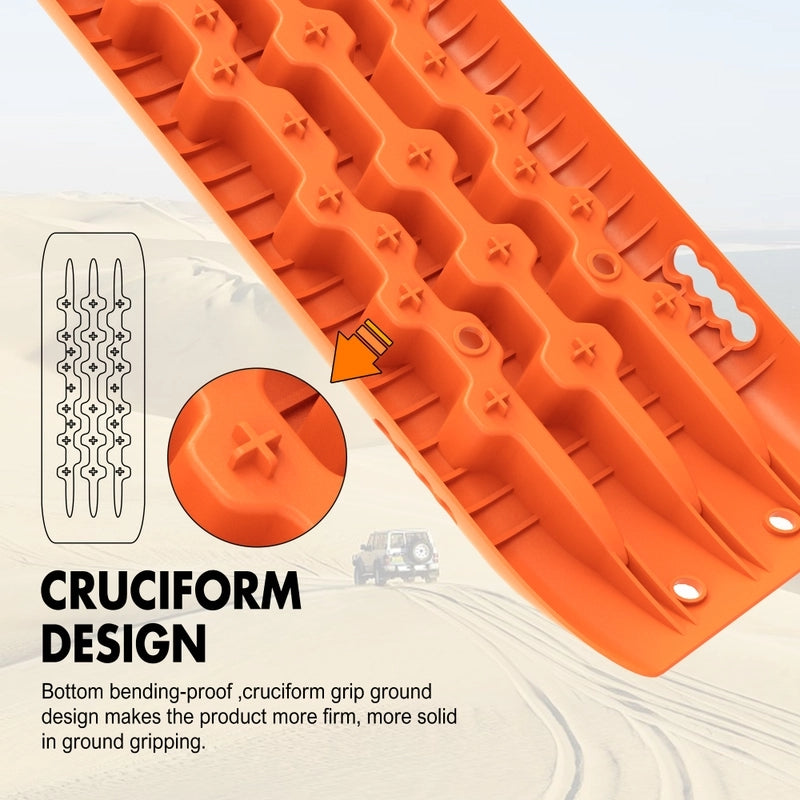 X-BULL KIT2 Recovery tracks 6pcs Board Traction Sand trucks strap mounting 4x4 Sand Snow Car ORANGE - Just Camp | Best Value Outdoor & Camping Store in Australia