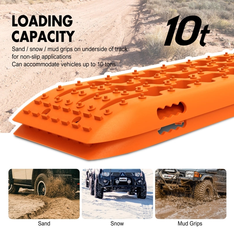 X-BULL KIT2 Recovery tracks 6pcs Board Traction Sand trucks strap mounting 4x4 Sand Snow Car ORANGE - Just Camp | Best Value Outdoor & Camping Store in Australia