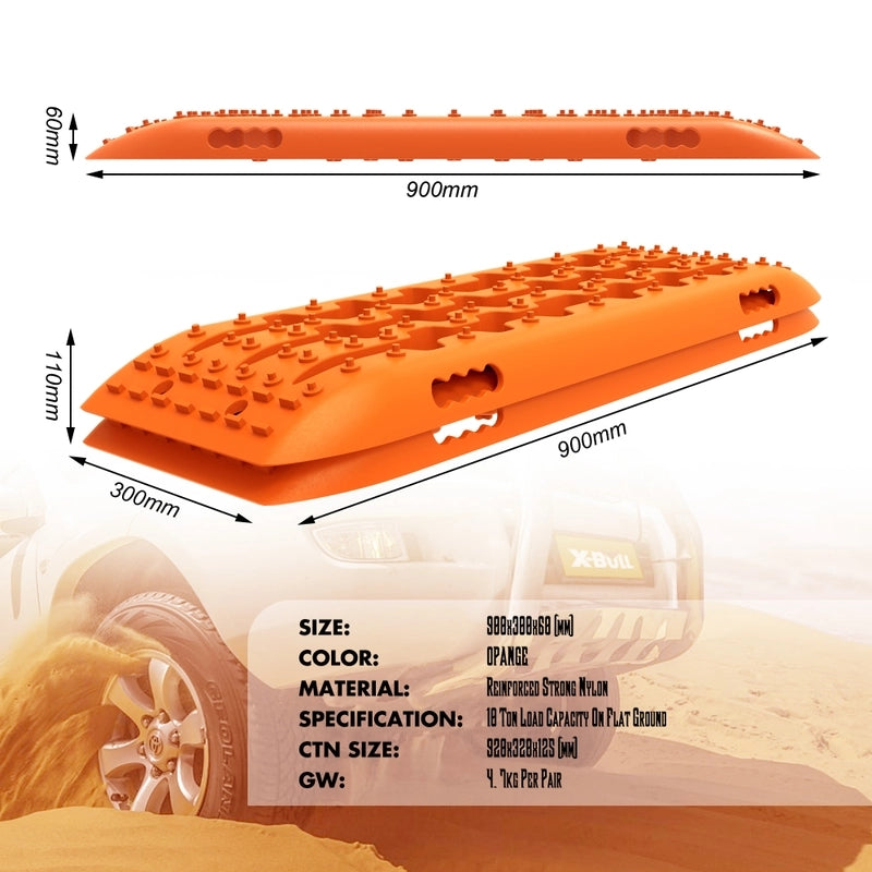 X-BULL KIT2 Recovery tracks 6pcs Board Traction Sand trucks strap mounting 4x4 Sand Snow Car ORANGE - Just Camp | Best Value Outdoor & Camping Store in Australia