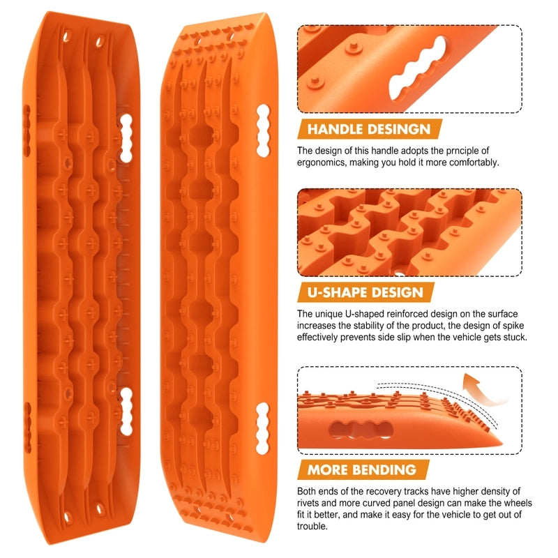 X-BULL KIT2 Recovery tracks 6pcs Board Traction Sand trucks strap mounting 4x4 Sand Snow Car ORANGE - Just Camp | Best Value Outdoor & Camping Store in Australia