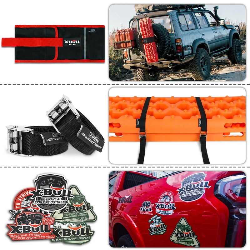 X-BULL KIT2 Recovery tracks 6pcs Board Traction Sand trucks strap mounting 4x4 Sand Snow Car ORANGE - Just Camp | Best Value Outdoor & Camping Store in Australia