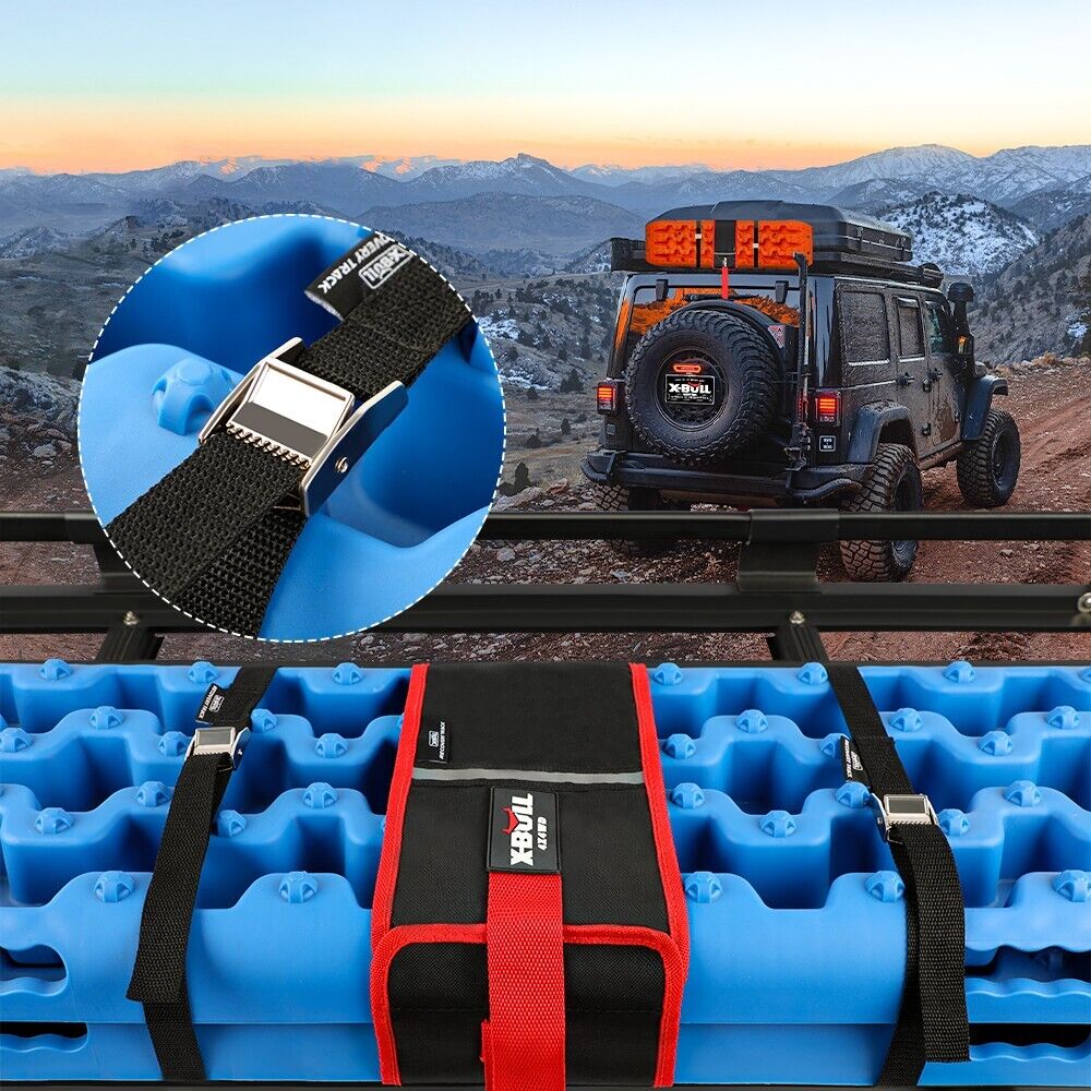 X-BULL KIT2 Recovery tracks kit Board Traction Sand trucks strap mounting 4x4 Sand Snow Car blue 6pcs - Just Camp | Best Value Outdoor & Camping Store in Australia