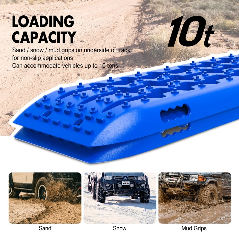 X-BULL KIT2 Recovery tracks kit Board Traction Sand trucks strap mounting 4x4 Sand Snow Car blue 6pcs - Just Camp | Best Value Outdoor & Camping Store in Australia