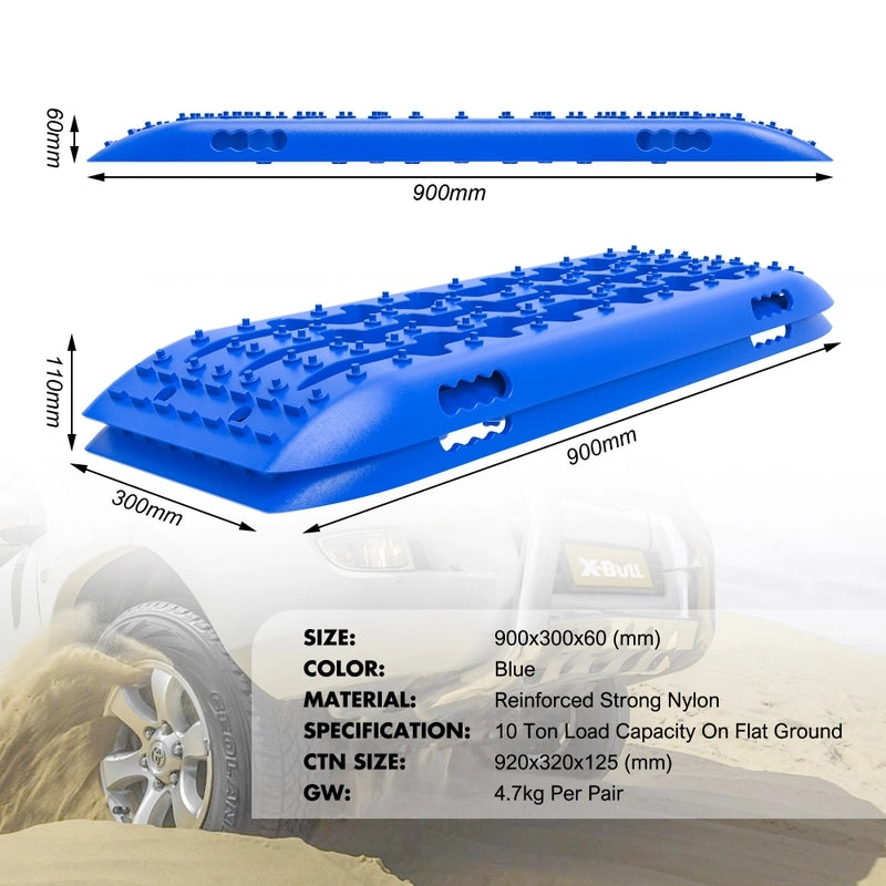 X-BULL KIT2 Recovery tracks kit Board Traction Sand trucks strap mounting 4x4 Sand Snow Car blue 6pcs - Just Camp | Best Value Outdoor & Camping Store in Australia