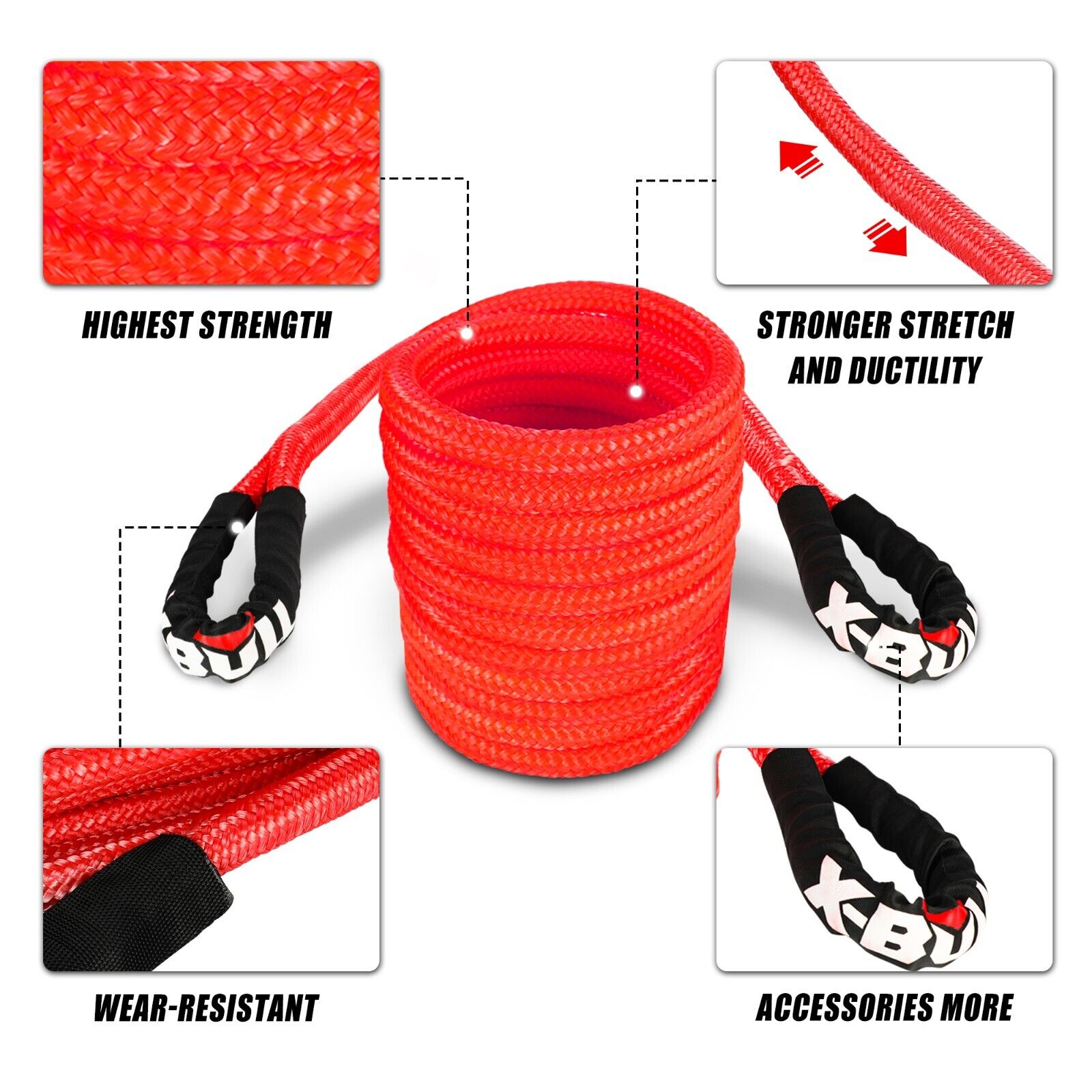 X-BULL Kinetic Rope 25mm x 9m Snatch Strap Recovery Kit Dyneema Tow Winch - Just Camp | Best Value Outdoor & Camping Store in Australia