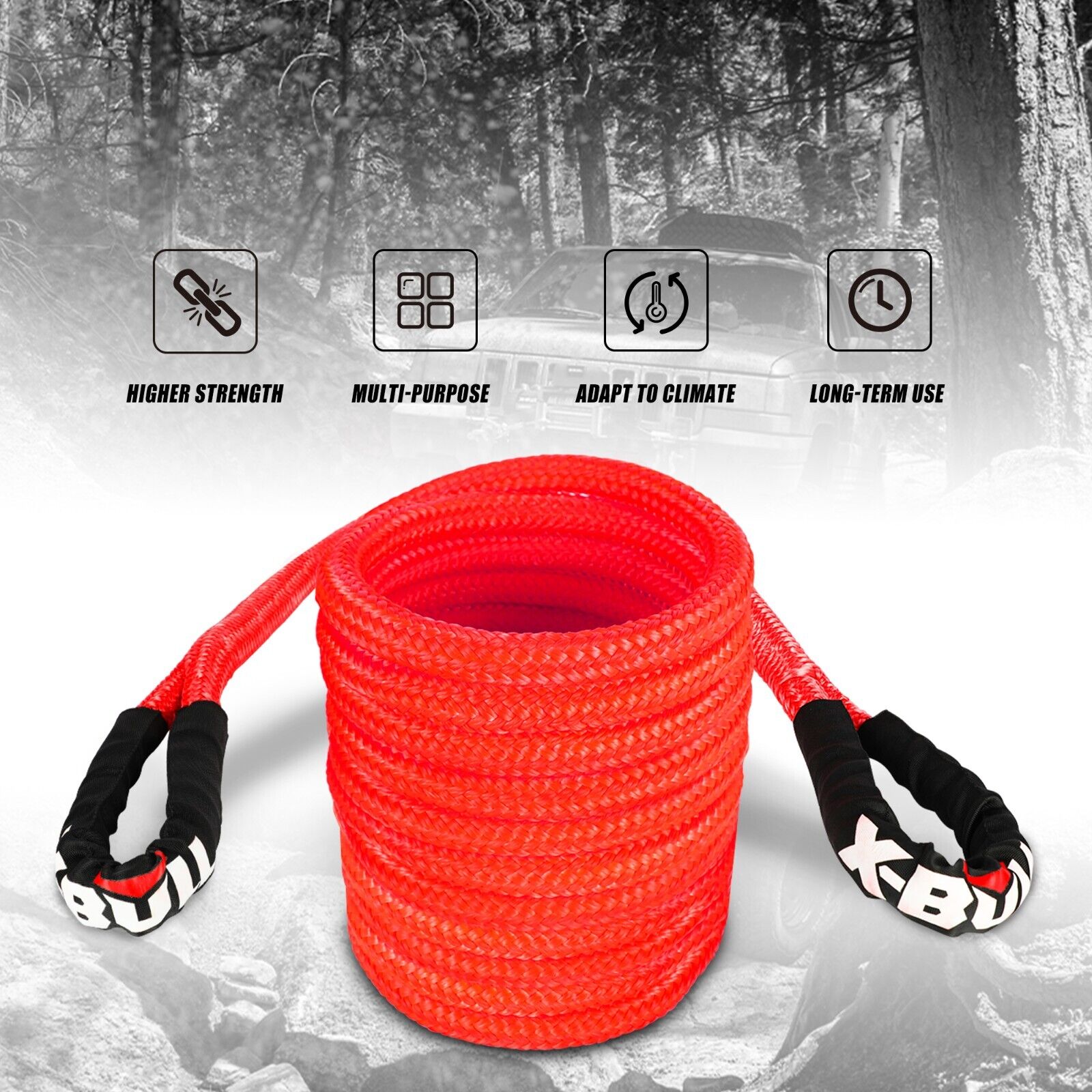 X-BULL Kinetic Rope 22mm x 9m Snatch Strap Recovery Kit Dyneema Tow Winch - Just Camp | Best Value Outdoor & Camping Store in Australia