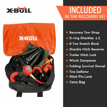 X-BULL Winch Recovery Kit 11PCS 4WD 4x4 Pack Off Road Snatch Strap Essential - Just Camp | Best Value Outdoor & Camping Store in Australia