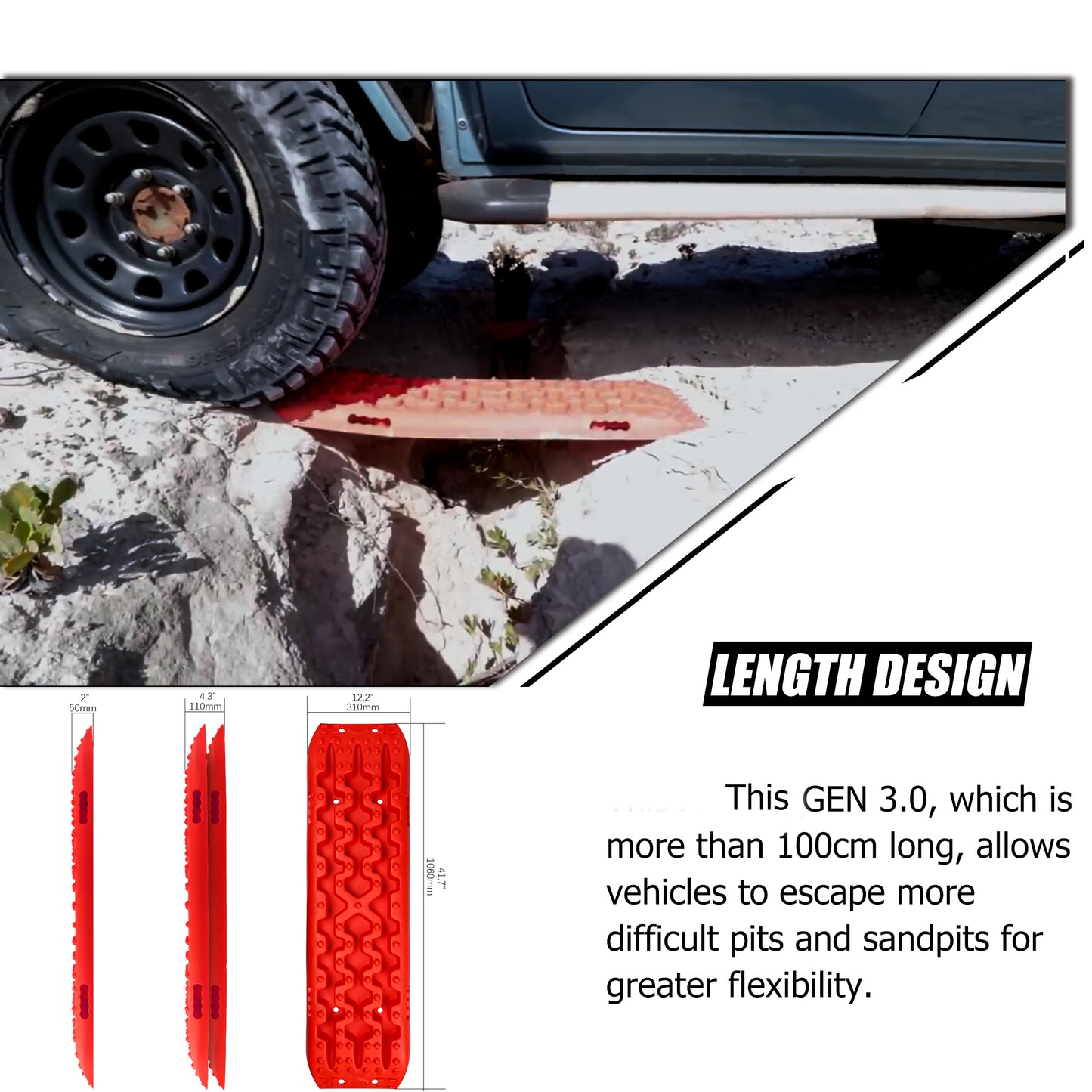 X-BULL 2 Pairs Recovery tracks Sand Mud Snow 4WD / 4x4 ATV Offroad Stronger Gen 3.0 - Red - Just Camp | Best Value Outdoor & Camping Store in Australia